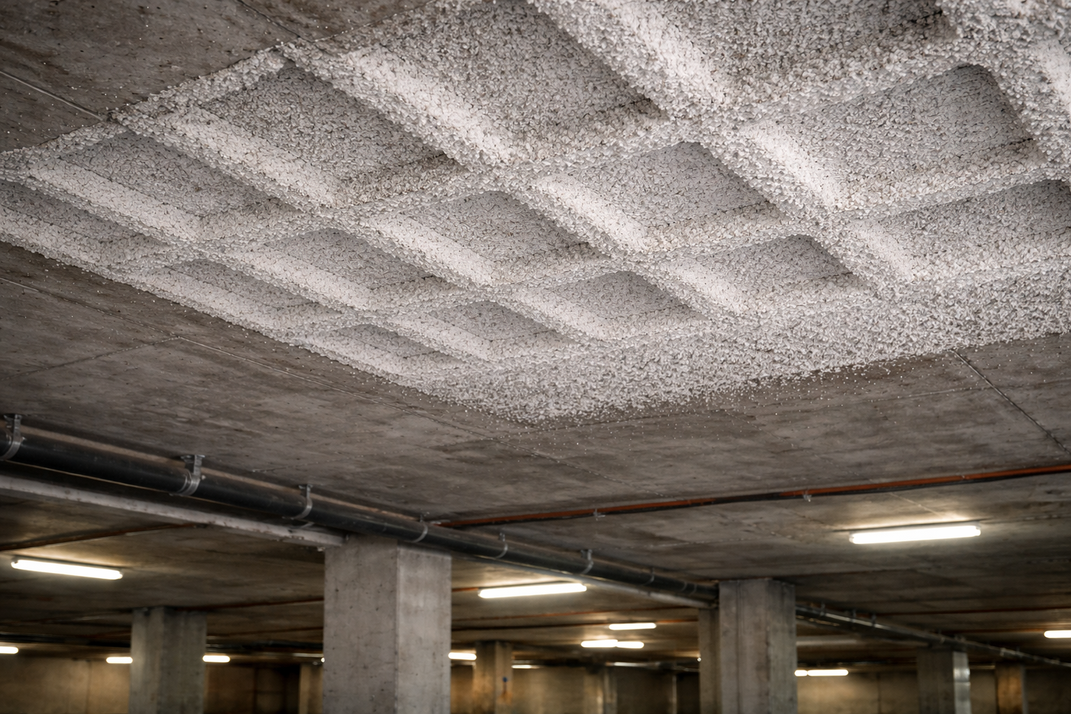 Flocage coupe-feu plancher béton et hourdis